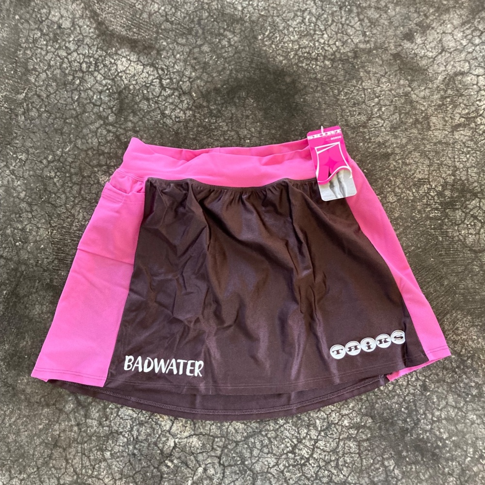 NEW SkirtSports Run Skirt: Pink & Brown with Badwater Imprint, Size M